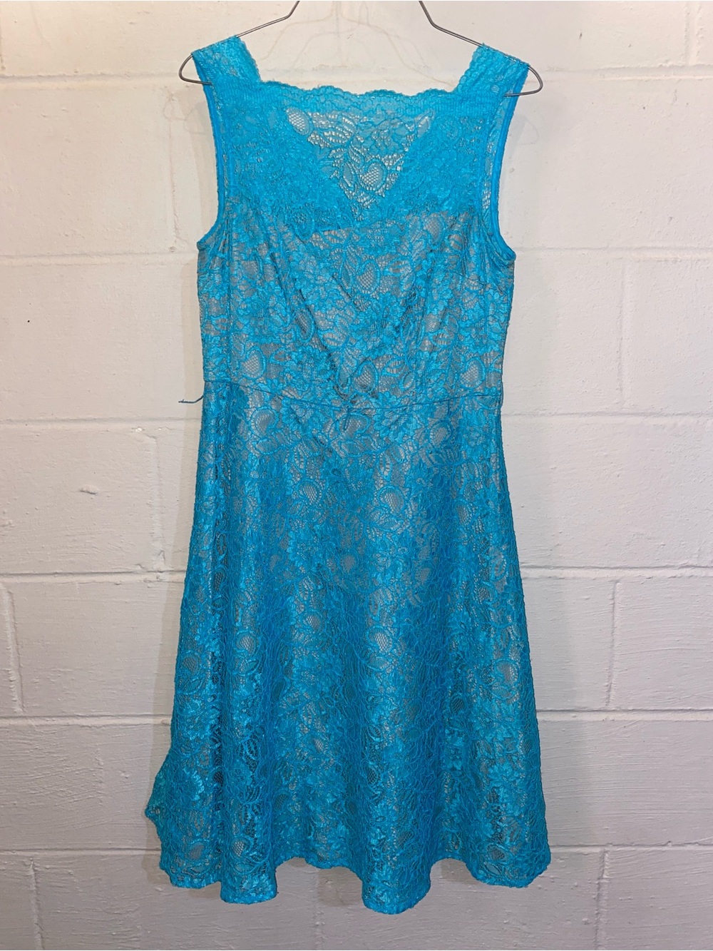 Calvin Klein Turquoise Lace V-Neck A-Line Dress